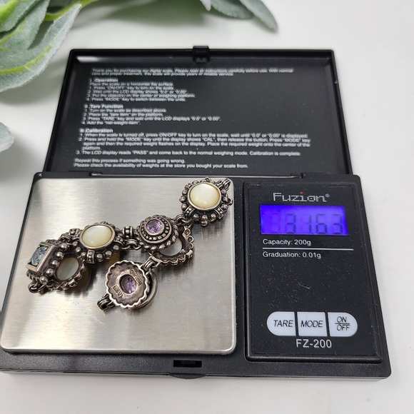 Sterling Silver Amethyst Topaz Artisan Bracelet - Picture 11 of 11